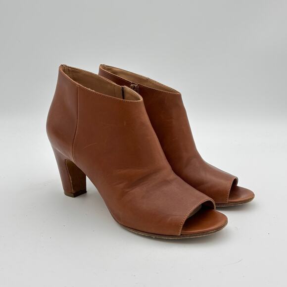 Maison Martin Margiela MM22 Peep Toe Leather Booties Heels Women's 37.5